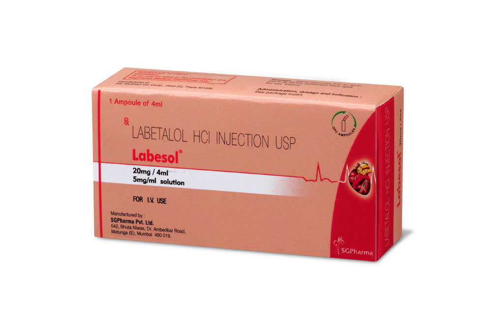 Beta-Adrenergic Blocking Agent Labetalol HCl 5 mg / mL Intravenous  Injection Multiple Dose Vial 40 mL